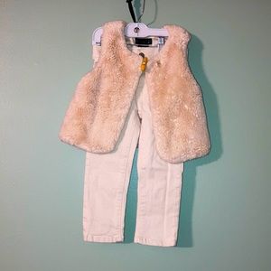 Toddler Faux Fur Vest  W/ Skinny Jeans